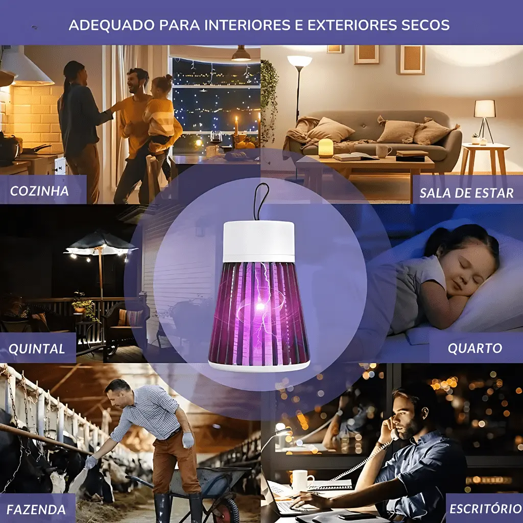 Lâmpada-Elétrica-Mata-Mosquitos-USB-interiores-exteriores